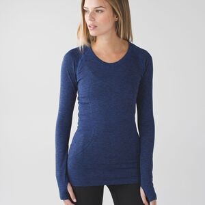 Lululemon Swiftly Tech Long Sleeve Crew In Heathered Sapphire Blue